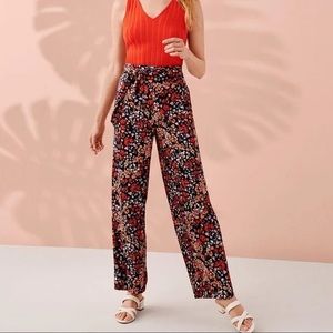 Wide leg floral pants